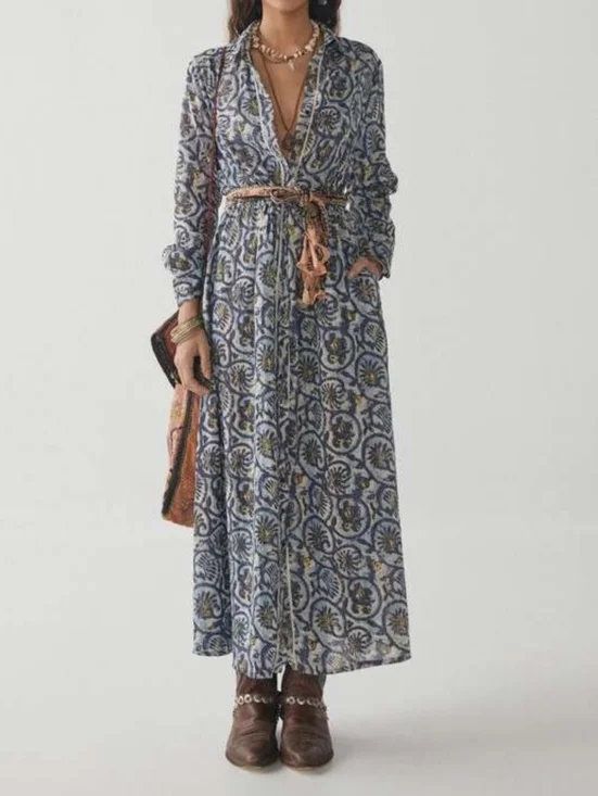 Maison Hotel Vintage Blue Cotton Roberta Dress Medium - Picture 10 of 10